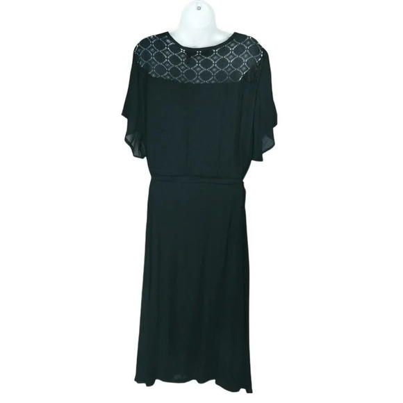 Claire France Maxi Black Dress with Lace and Matching Tie Up Belt 16 NWT - Picture 8 of 11